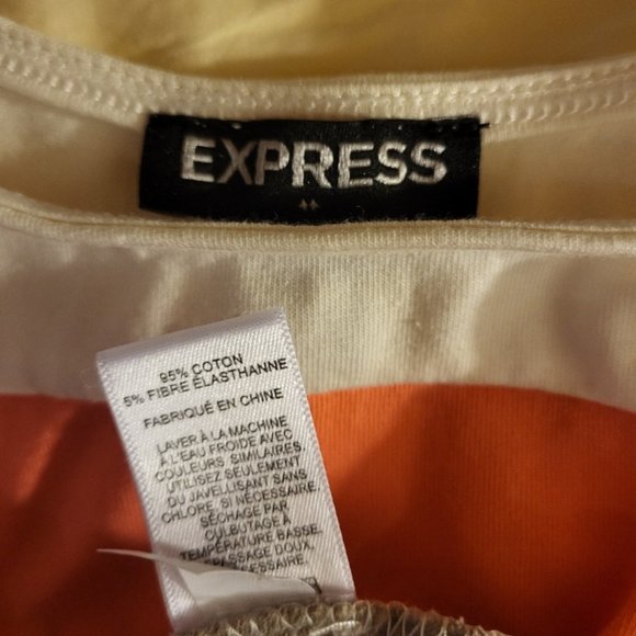 Express NWT Block Colored Peplum Tank Coral, Beige, White M - Picture 9 of 11